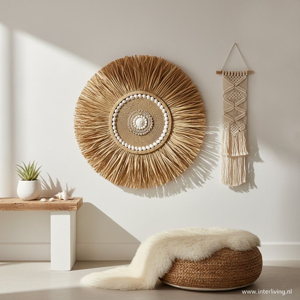 ronde gras muurcikel Ibiza Bali interieur styling