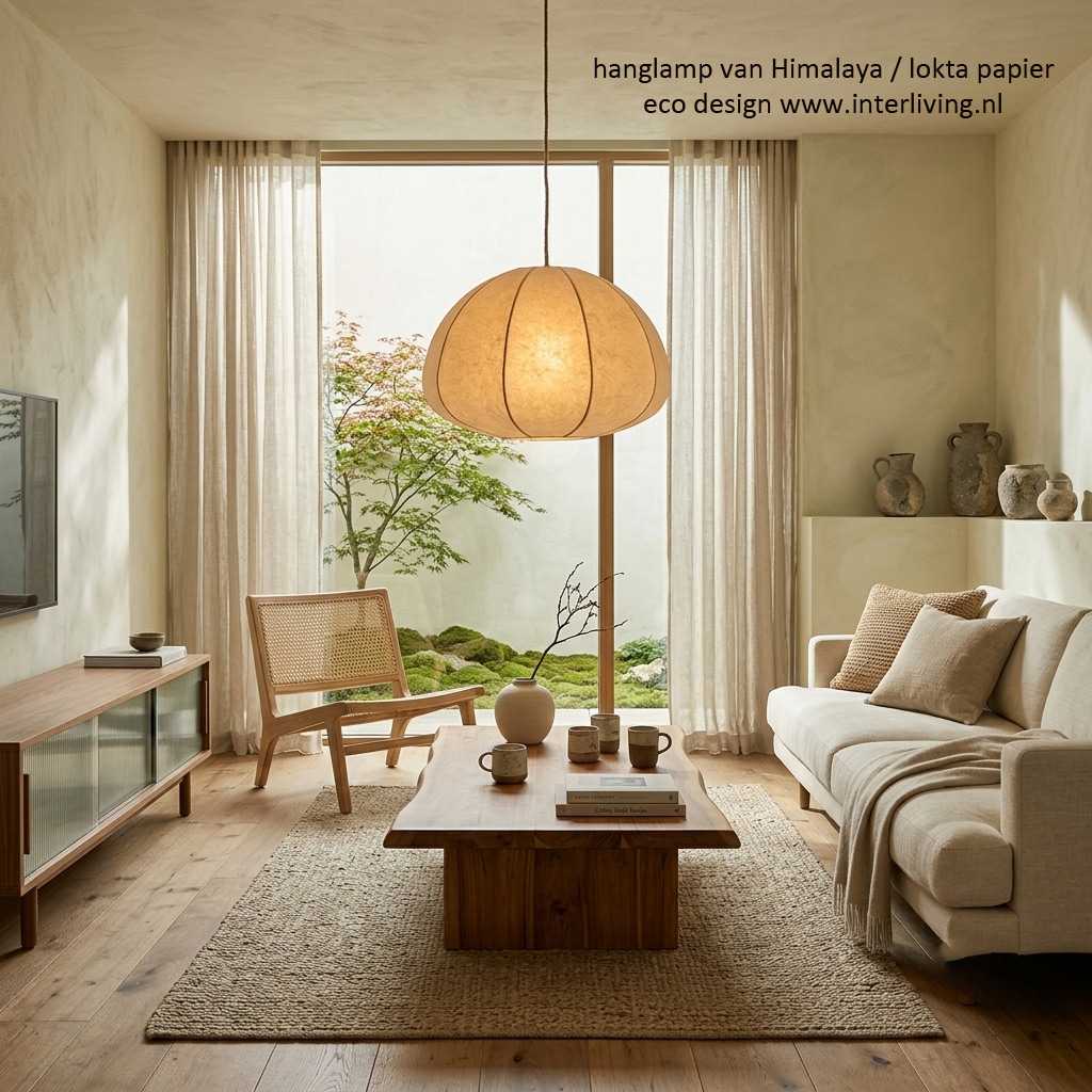 japandi hanglamp woonkamer -off-white