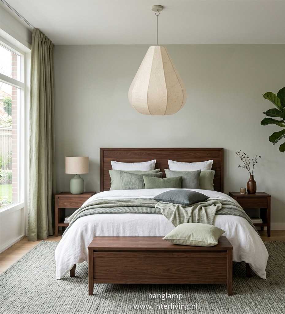 japandi hanglamp slaapkamer inspiratie 