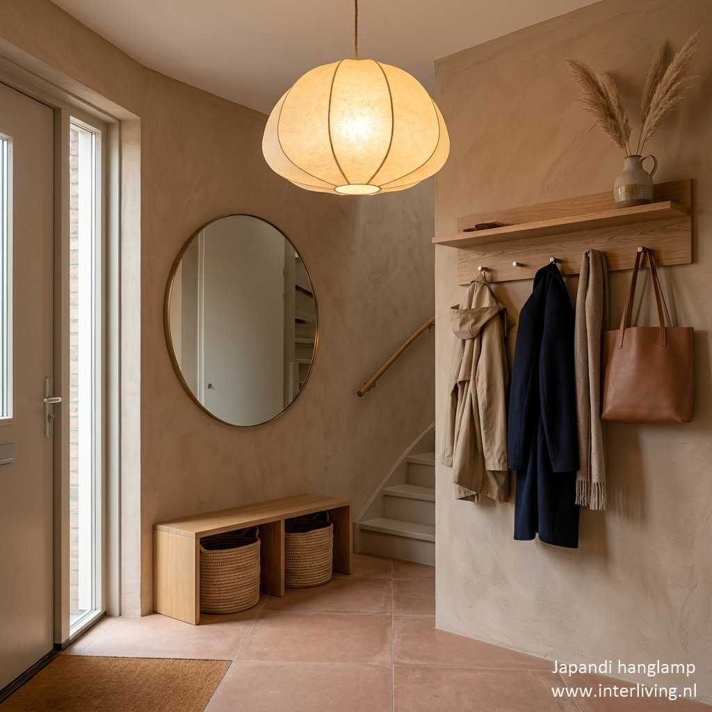 japandi hanglamp hal entree gang - beige wit wonen