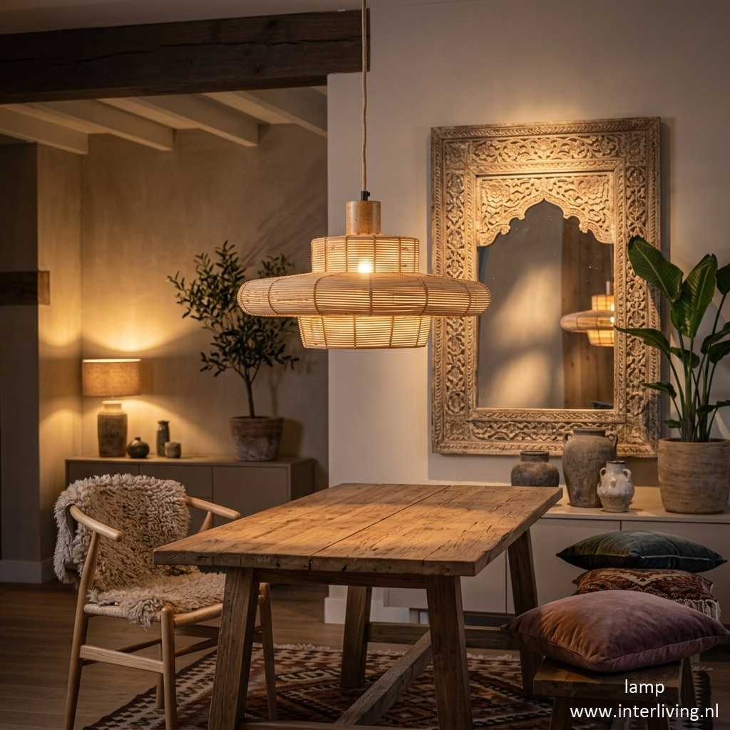 eettafel retro Scandinavisch Deens gelaagde hanglamp interieur
