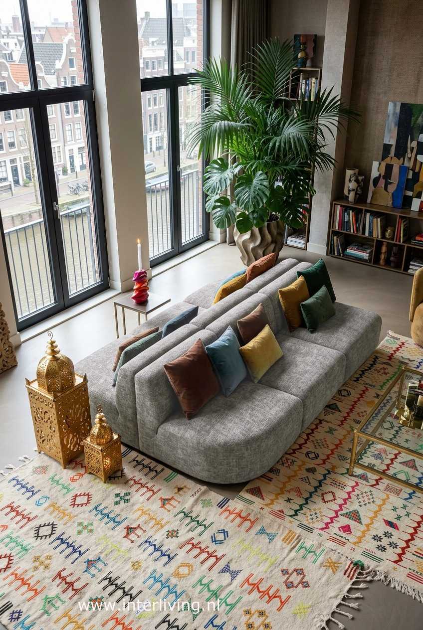 woonkamer Marokkaans vloerkleed - interieur styling