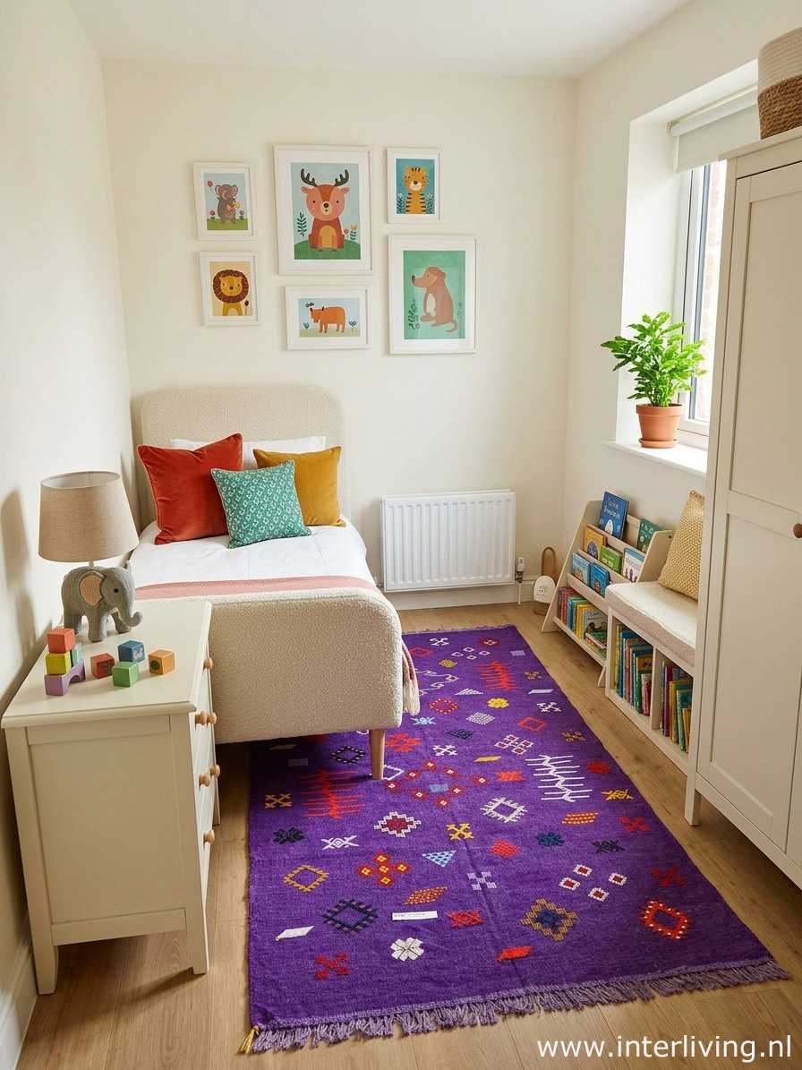 styling kinderkamer - kleurrijk vloerkleed idee
