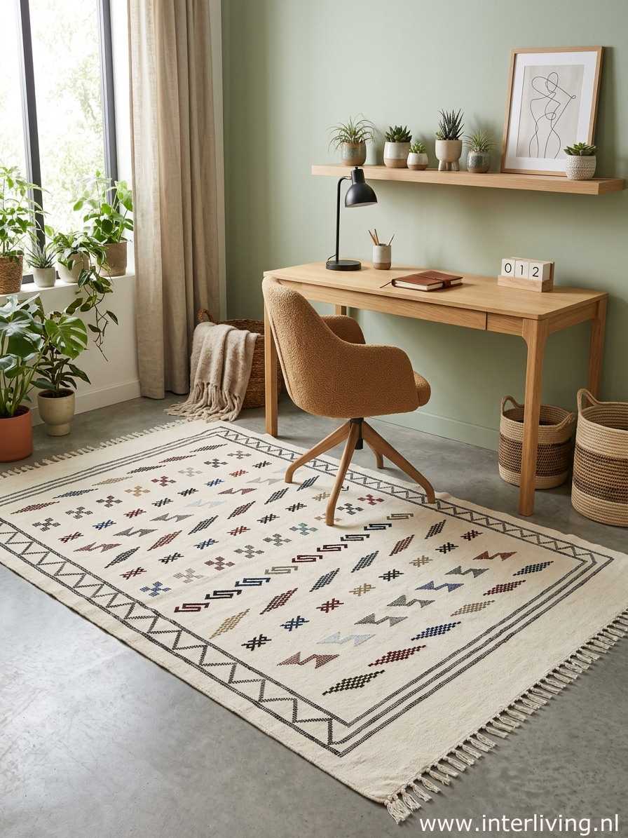 werkplek styling inspiratie - budget vloerkleed