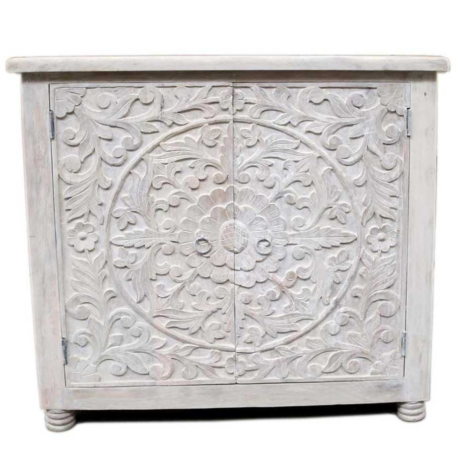 lage kast lotus houtsnijwerk