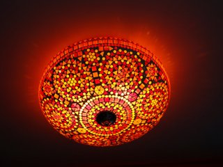 plafondlamp traditioneel Indiaas glasmozaiek